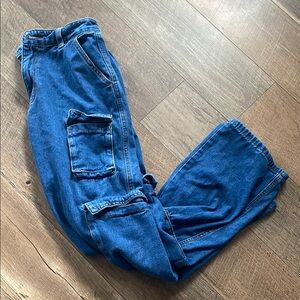 women’s Blue Cargo Jeans